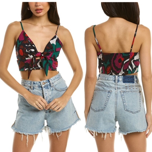 Ba&sh Paris Pila printed tie front crop top xs/0 - Picture 1 of 4